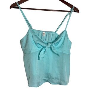 BP Teal Camisole Tank Top Adjustable Spaghetti Straps Tie Front Bow Detail Small